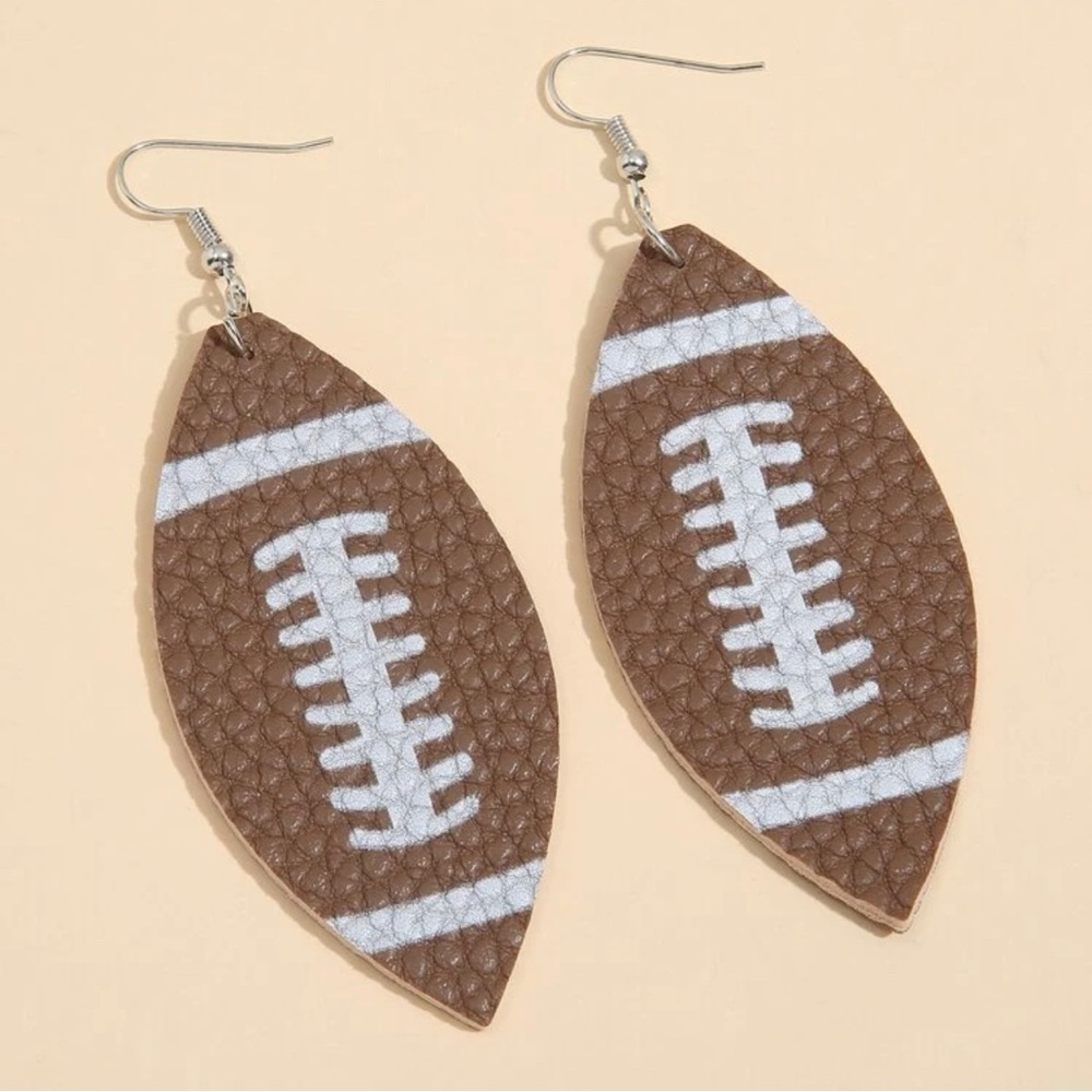 🏈 Faux Leather Football Earring